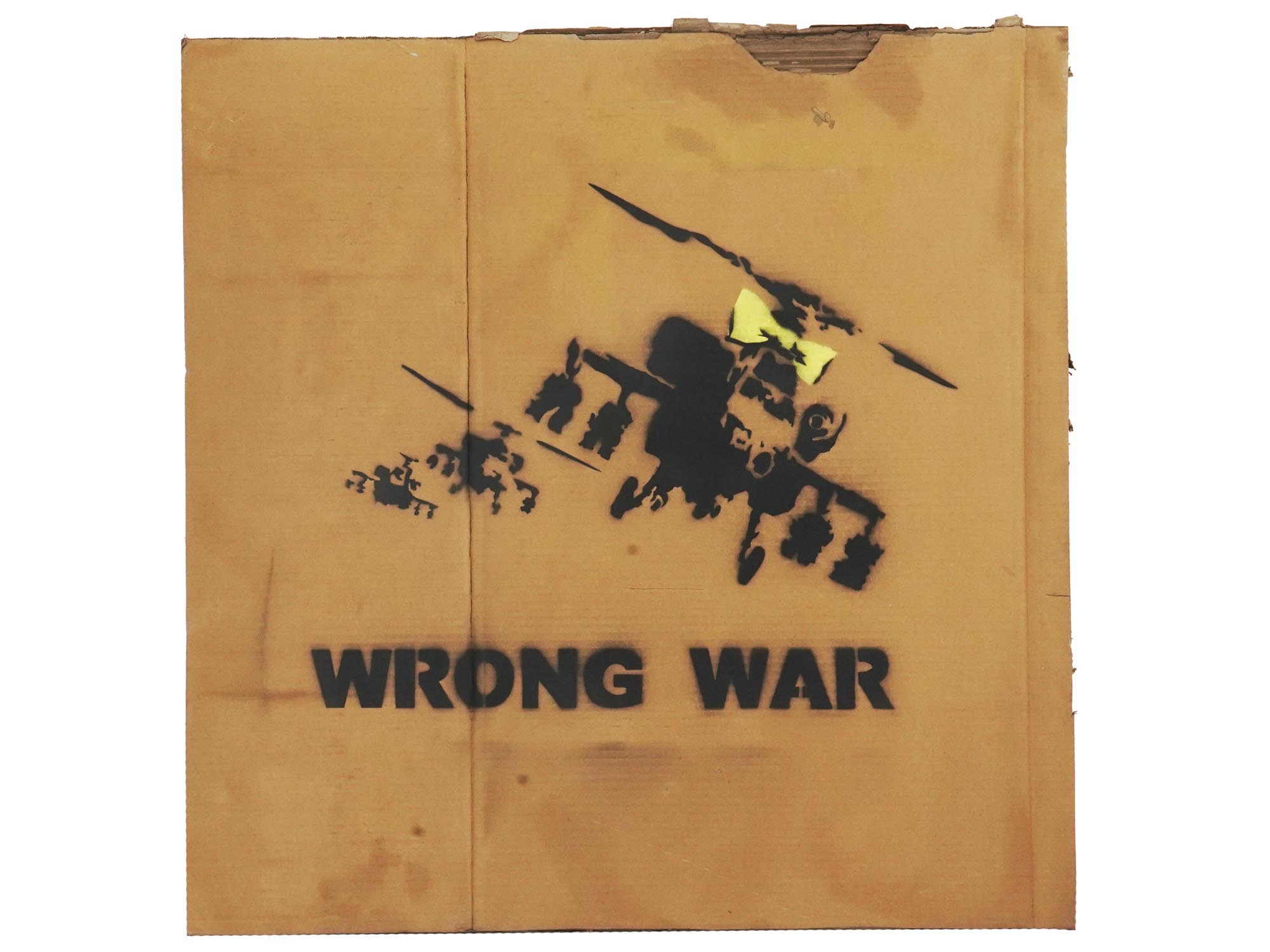 ENGLISH STENCIL ON CARD BOARD WRONG WAR BY BANKSY PIC-0